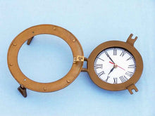 Load image into Gallery viewer, Antique Brass Decorative Ship Porthole Clock 12&quot;