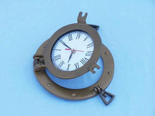 Load image into Gallery viewer, Antique Brass Decorative Ship Porthole Clock 12&quot;