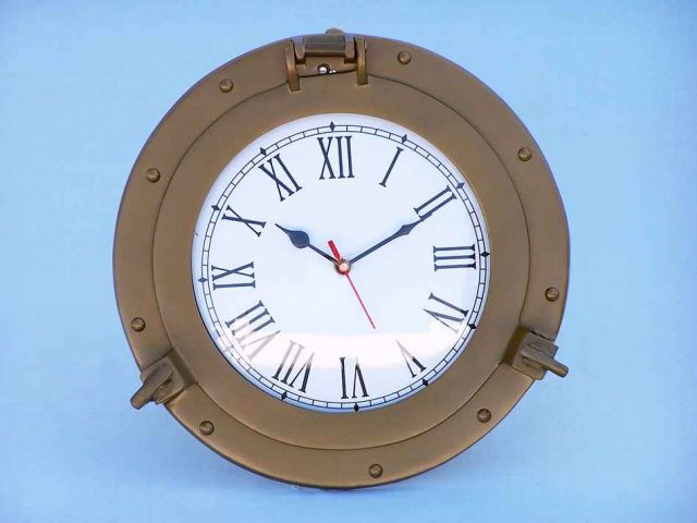 Antique Brass Decorative Ship Porthole Clock 12"