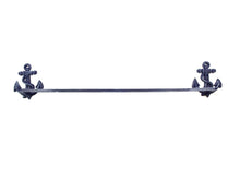 Load image into Gallery viewer, Rustic Dark Blue Cast Iron Starfish Bathroom Set of 3 - Large Bath Towel Holder and Towel Ring and Toilet Paper Holder