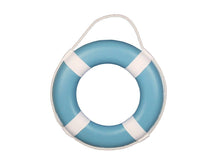 Load image into Gallery viewer, Light Blue Painted Decorative Lifering with White Bands 15&quot;