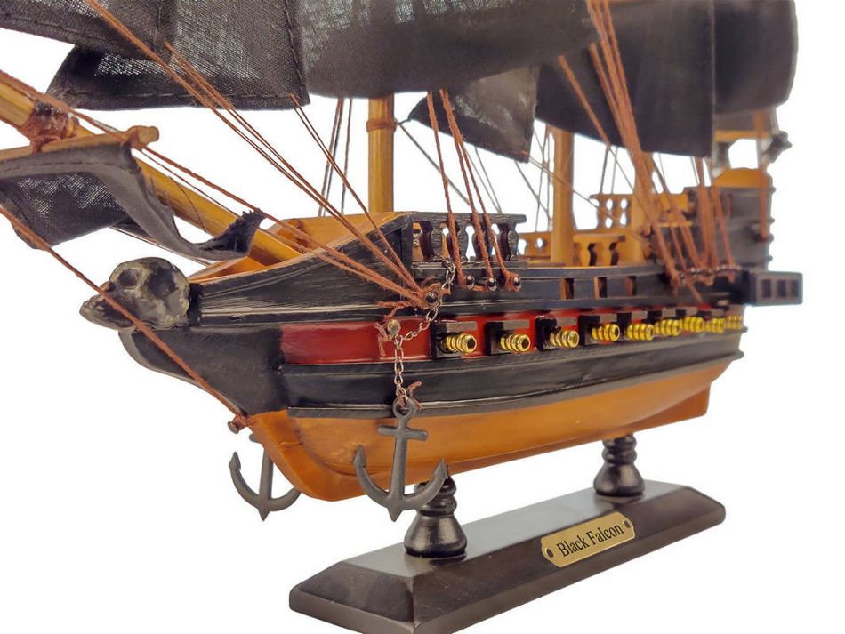 Wooden Captain Kidd's Black Falcon Black Sails Limited Model Pirate Ship 15"
