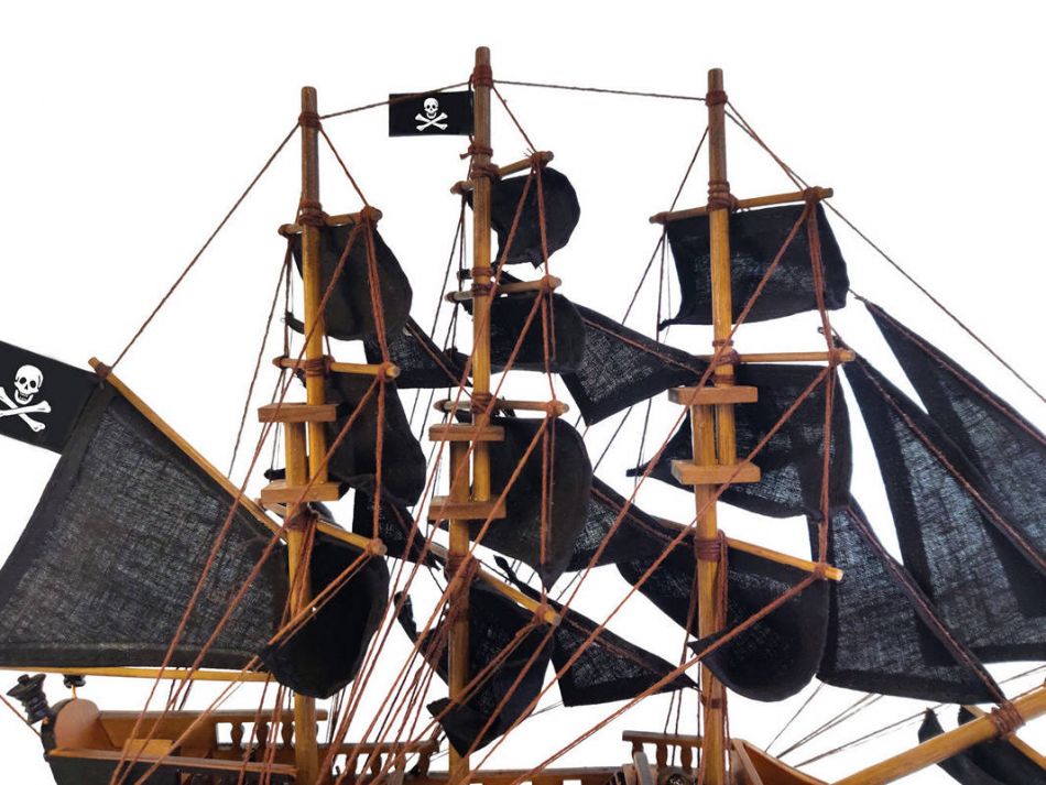 Wooden Captain Kidd's Black Falcon Black Sails Limited Model Pirate Ship 15"