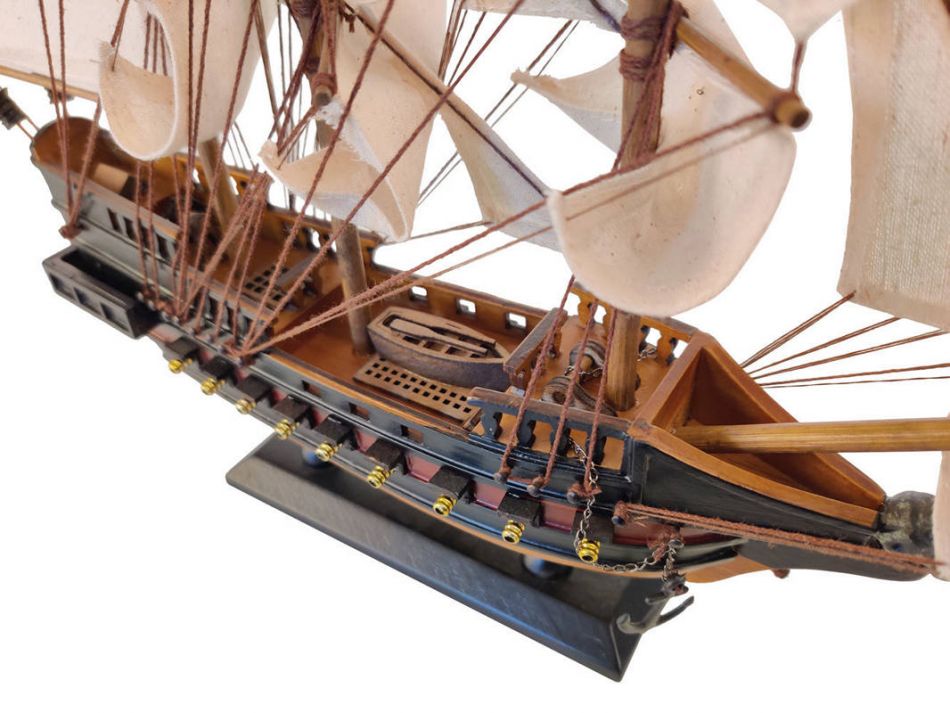Wooden Captain Kidd's Black Falcon White Sails Limited Model Pirate Ship 15"