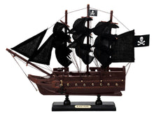Load image into Gallery viewer, Wooden Black Pearl with Black Sails Model Pirate Ship 12&quot;&quot;