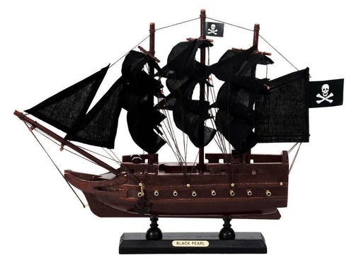 Wooden Black Pearl with Black Sails Model Pirate Ship 12