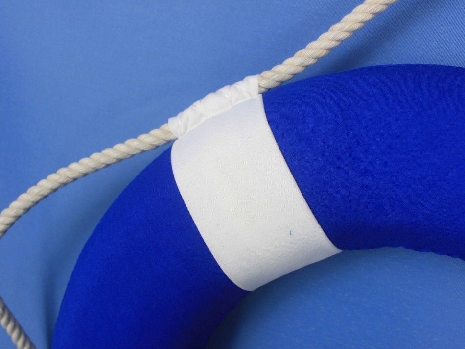 Vibrant Blue Decorative Lifering with White Bands 15""