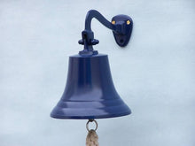 Load image into Gallery viewer, Solid Brass Hanging Ships Bell 11&quot; - Blue