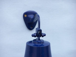 Solid Brass Hanging Ships Bell 11" - Blue