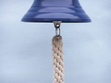Load image into Gallery viewer, Solid Brass Hanging Ships Bell 11&quot; - Blue