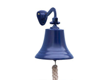Load image into Gallery viewer, Solid Brass Hanging Ships Bell 11&quot; - Blue