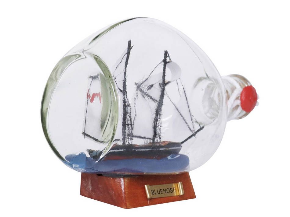 Bluenose Sailboat in a Glass Bottle 7"