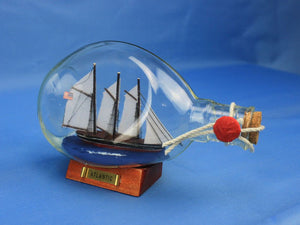 Atlantic Sailboat in a Glass Bottle 7"
