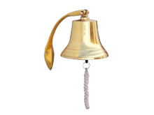 Load image into Gallery viewer, Brass Plated Hanging Harbor Bell 7&quot;