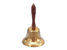 Load image into Gallery viewer, Brass Plated Hand Bell with Wood Handle 11&quot;