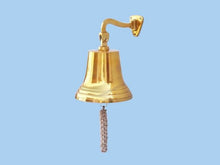 Load image into Gallery viewer, Brass Plated Hanging Ship&#39;s Bell 15&quot;