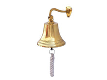 Load image into Gallery viewer, Brass Plated Hanging Ship&#39;s Bell 9&quot;