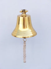 Load image into Gallery viewer, Brass Plated Hanging Harbor Bell 7&quot;