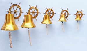 Brass Plated Hanging Ship Wheel Bell 7"