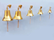 Load image into Gallery viewer, Brass Plated Hanging Ship&#39;s Bell 9&quot;