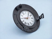Load image into Gallery viewer, Oil Rubbed Bronze Deluxe Class Porthole Clock