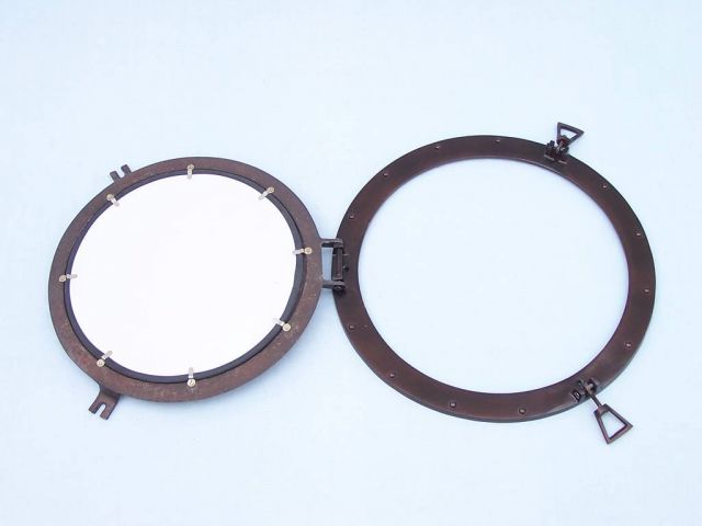 Bronze Deluxe Class Decorative Ship Porthole Mirror 17""