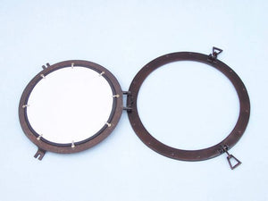 Bronze Deluxe Class Decorative Ship Porthole Mirror 17""