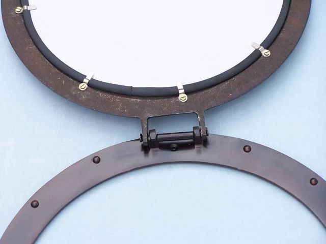 Bronze Deluxe Class Decorative Ship Porthole Mirror 17""