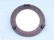 Load image into Gallery viewer, Bronze Deluxe Class Decorative Ship Porthole Mirror 17&quot;&quot;