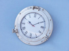 Load image into Gallery viewer, Brushed Nickel Deluxe Class Porthole Clock 12