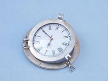 Load image into Gallery viewer, Brushed Nickel Deluxe Class Porthole Clock 12