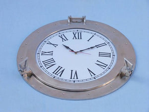 Brushed Nickel Deluxe Class Porthole Clock 24""