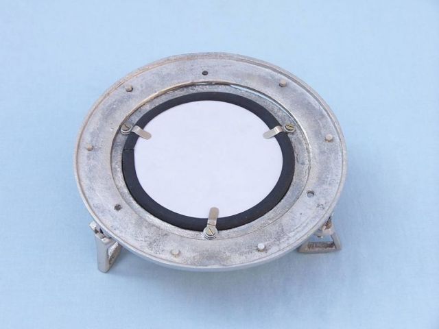 Brushed Nickel Deluxe Class Decorative Ship Porthole Mirror 8""