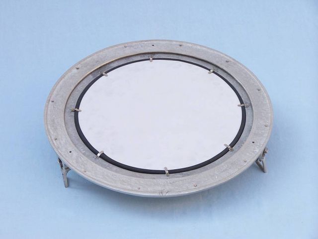 Brushed Nickel Deluxe Class Decorative Ship Porthole Mirror 20""