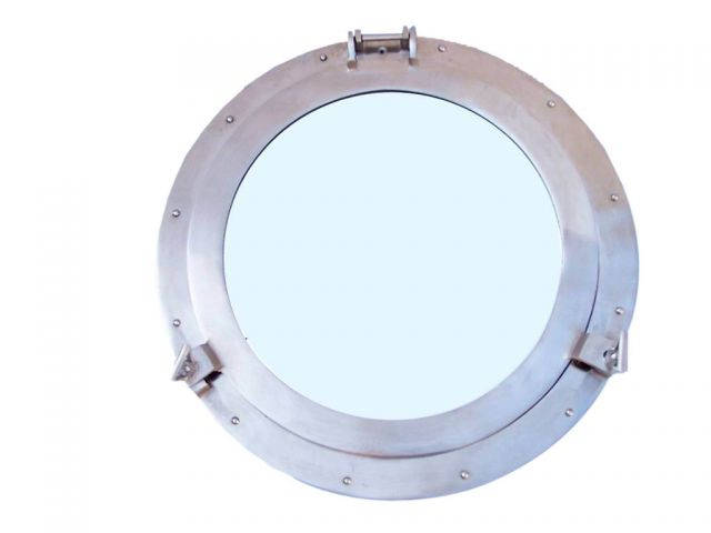 Brushed Nickel Deluxe Class Decorative Ship Porthole Mirror 20