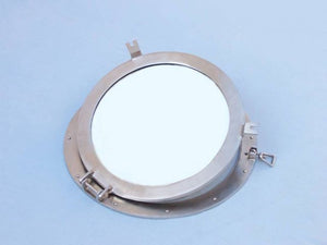 Brushed Nickel Deluxe Class Decorative Ship Porthole Mirror 20""