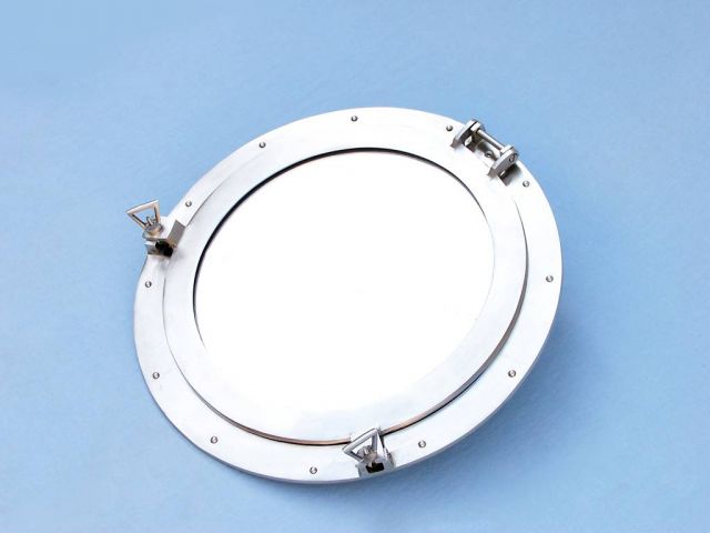 Brushed Nickel Deluxe Class Decorative Ship Porthole Window 20""
