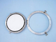 Load image into Gallery viewer, Brushed Nickel Deluxe Class Decorative Ship Porthole Mirror 17&#39;&#39;