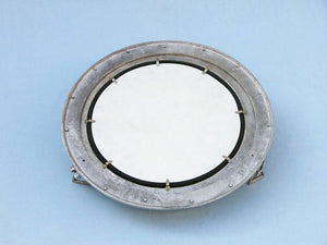 Brushed Nickel Deluxe Class Decorative Ship Porthole Mirror 17''