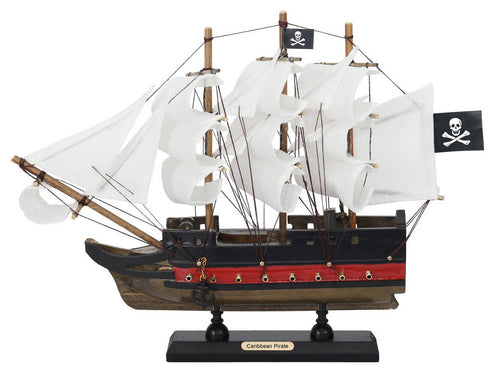 Wooden Caribbean Pirate White Sails Limited Model Pirate Ship 12