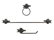 Load image into Gallery viewer, Cast Iron Sea Turtle Bathroom Set of 3 - Large Bath Towel Holder and Towel Ring and Toilet Paper Holder