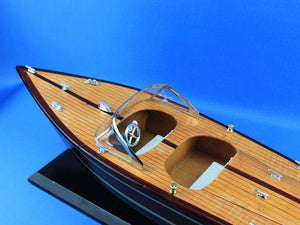 Wooden Chris Craft Triple Cockpit Model Speedboat 20"