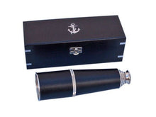 Load image into Gallery viewer, Deluxe Class Admiral&#39;s Chrome - Leather Spyglass Telescope 27&quot; with Black Rosewood Box