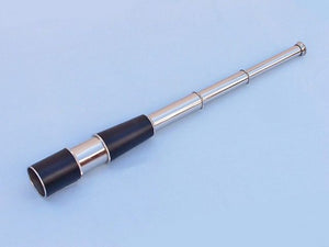 Deluxe Class Admiral's Chrome - Leather Spyglass Telescope 27" with Black Rosewood Box