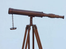 Load image into Gallery viewer, Floor Standing Antique Copper Harbor Master Telescope 50&quot;