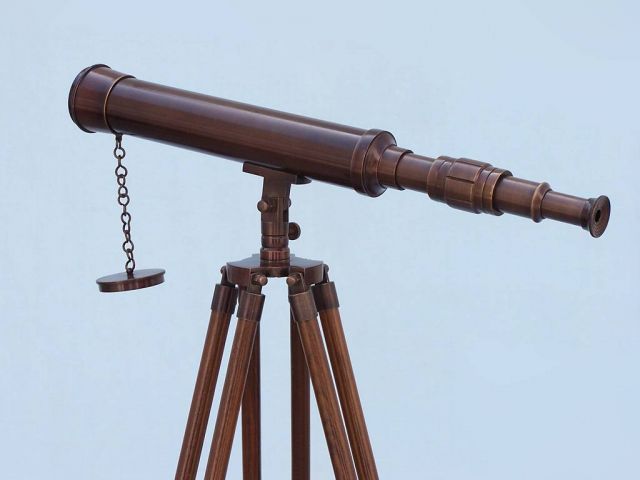 Floor Standing Antique Copper Harbor Master Telescope 50"