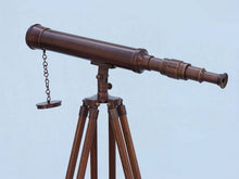 Load image into Gallery viewer, Floor Standing Antique Copper Harbor Master Telescope 50&quot;