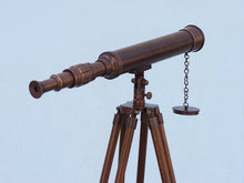 Load image into Gallery viewer, Floor Standing Antique Copper Harbor Master Telescope 50&quot;