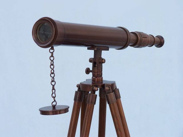 Floor Standing Antique Copper Harbor Master Telescope 50"