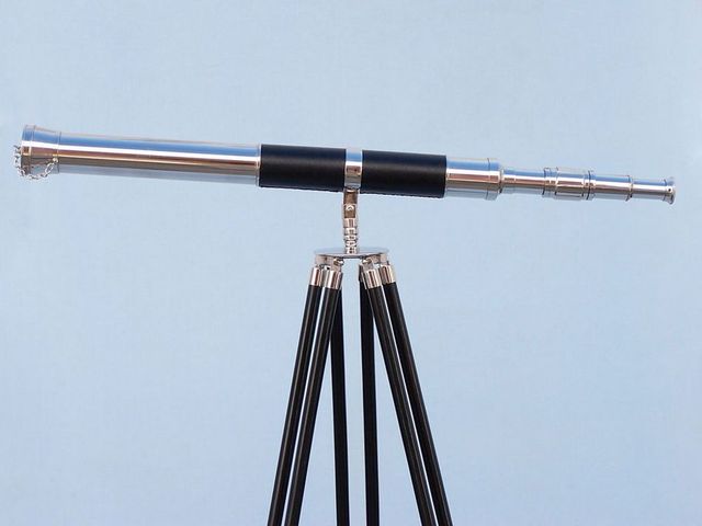 Admirals Floor Standing Chrome with Leather Telescope 60"